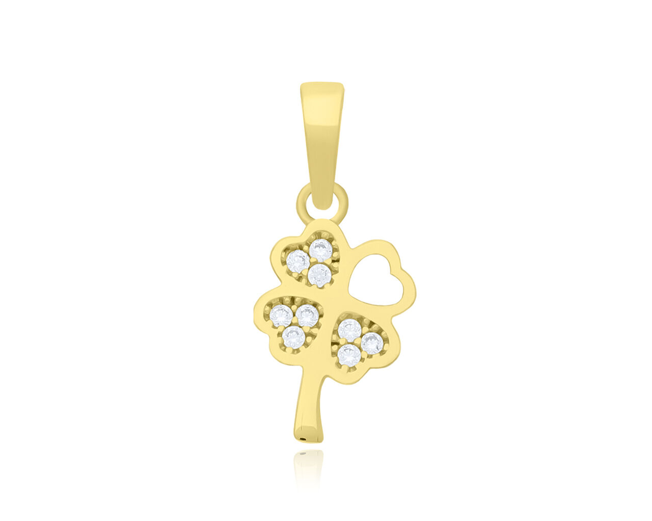 Złota zawieszka koniczynka cyrkonie pr.585