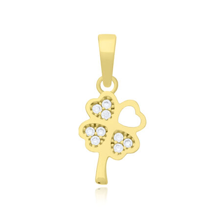 Złota zawieszka koniczynka cyrkonie pr.585