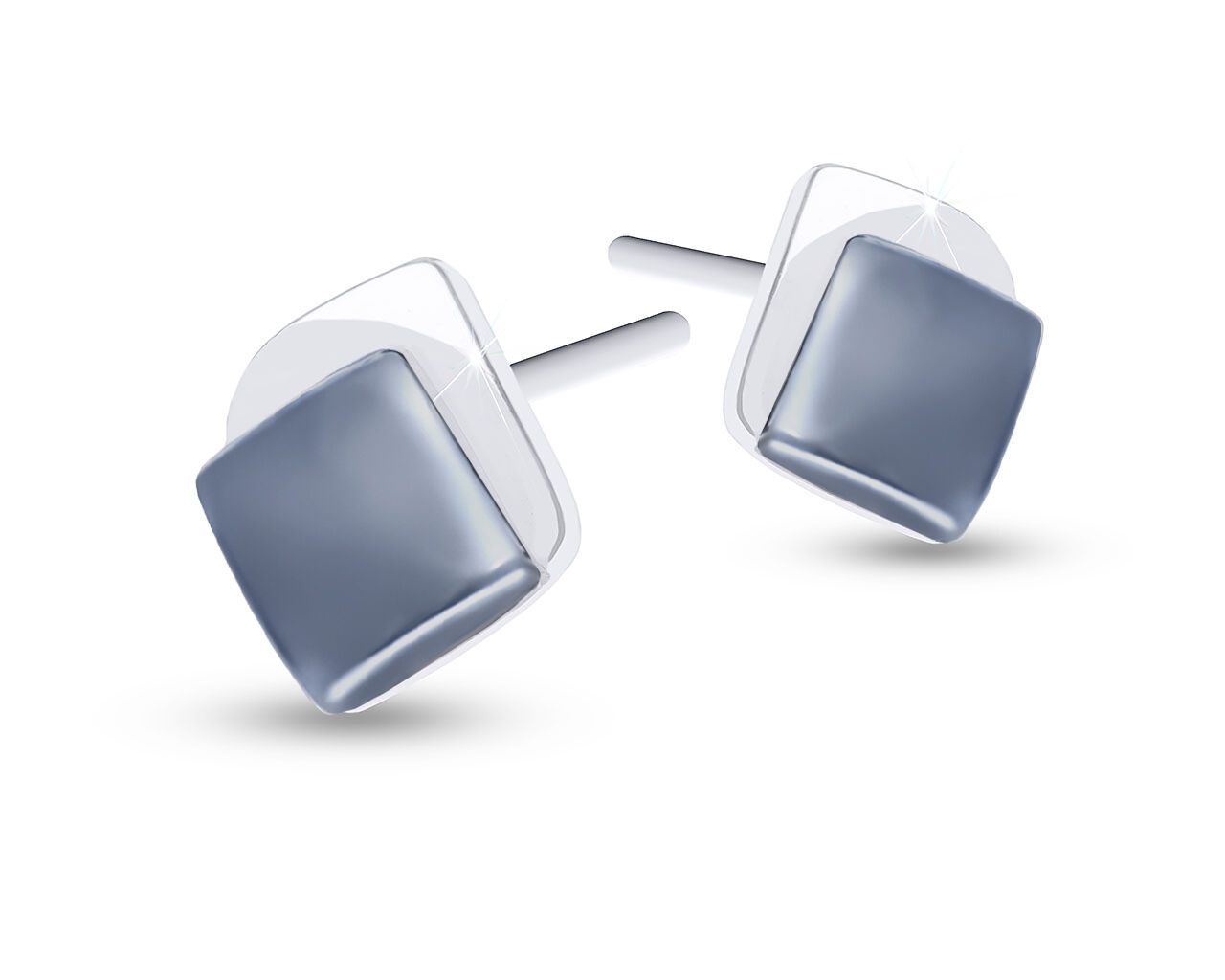 Kolczyki srebrne sztyft z hematytem