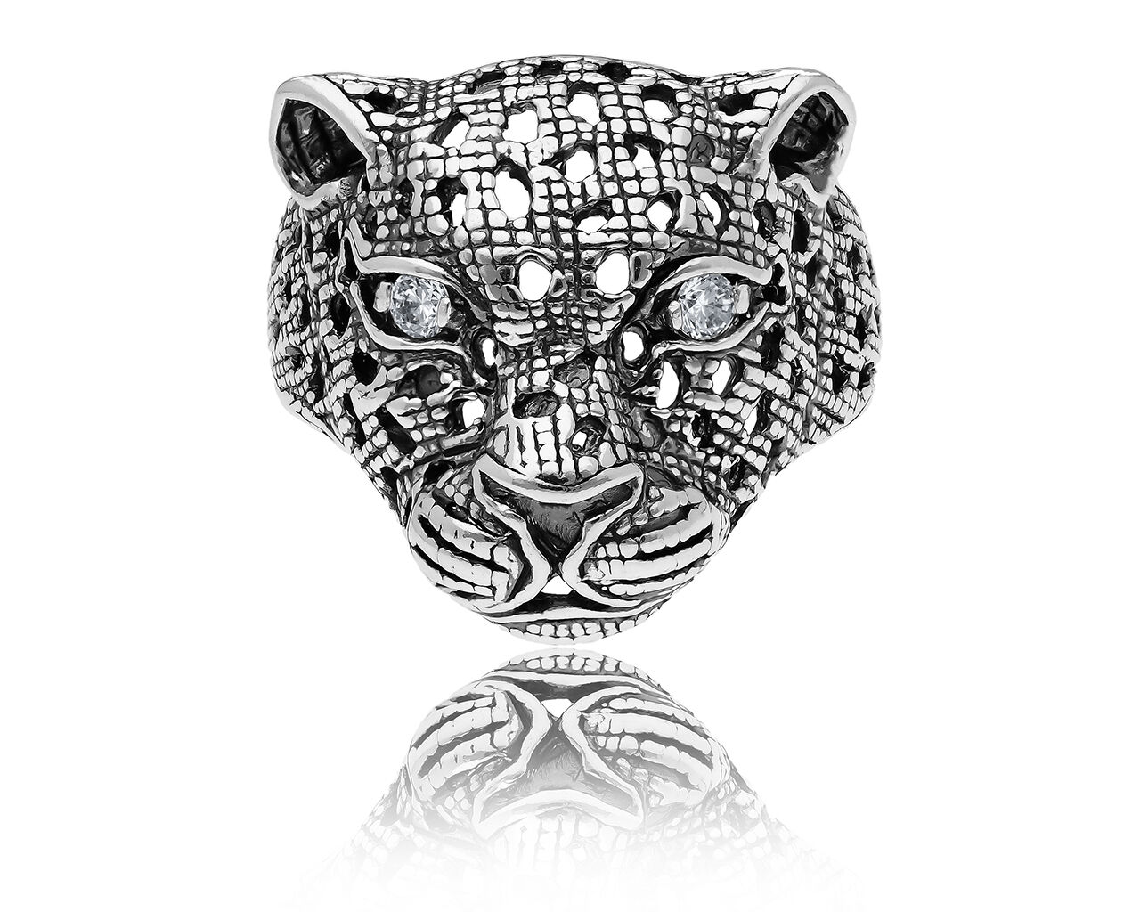 Pierścionek srebrny pantera