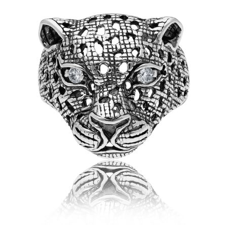 Pierścionek srebrny pantera