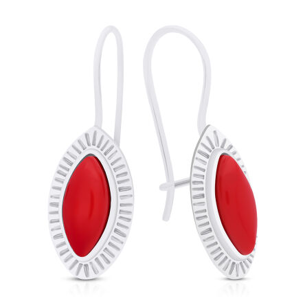 Kolczyki srebrne z czerwonym koralem pr.925