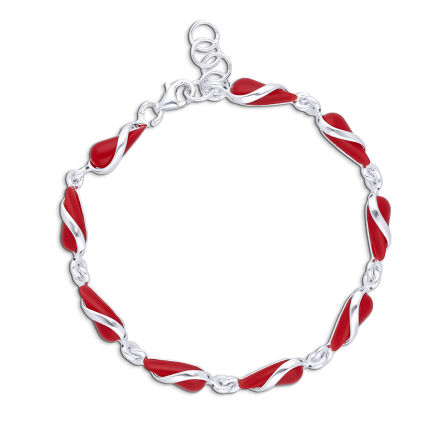 Srebrna damska bransoletka z koralem