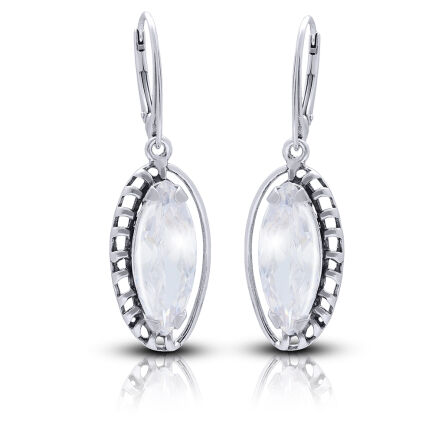 Kolczyki srebrne długie z dużą cyrkonią pr.925