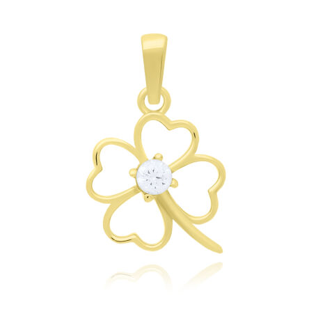 Zawieszka złota 585 koniczynka z cyrkonią