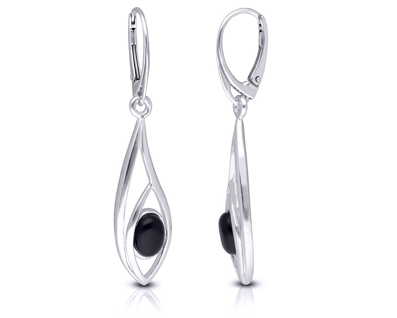 Kolczyki srebrne angielskie z czarnym onyksem
