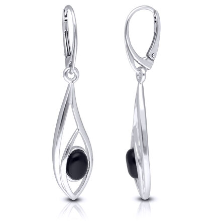 Kolczyki srebrne angielskie z czarnym onyksem