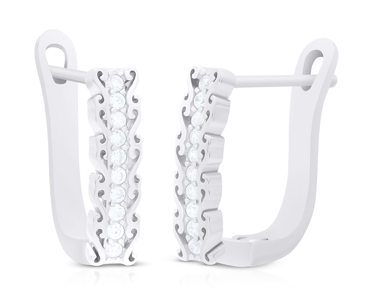 Kolczyki srebrne angielskie z cyrkoniami pr.925