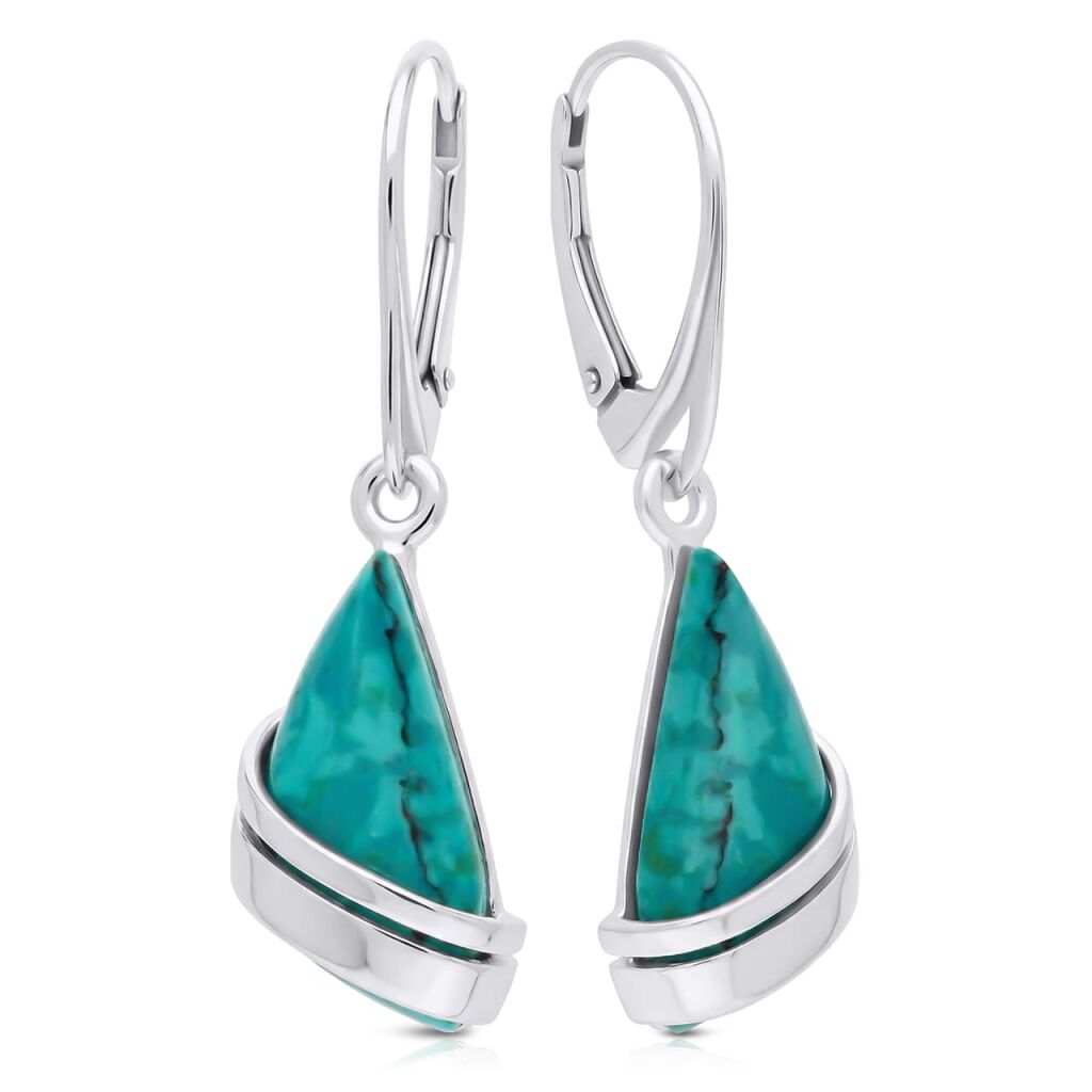 Kolczyki srebrne 925 z chryzokolą nowoczesne