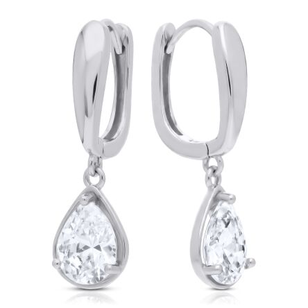Kolczyki srebrne 925 z białą cyrkonią kropla