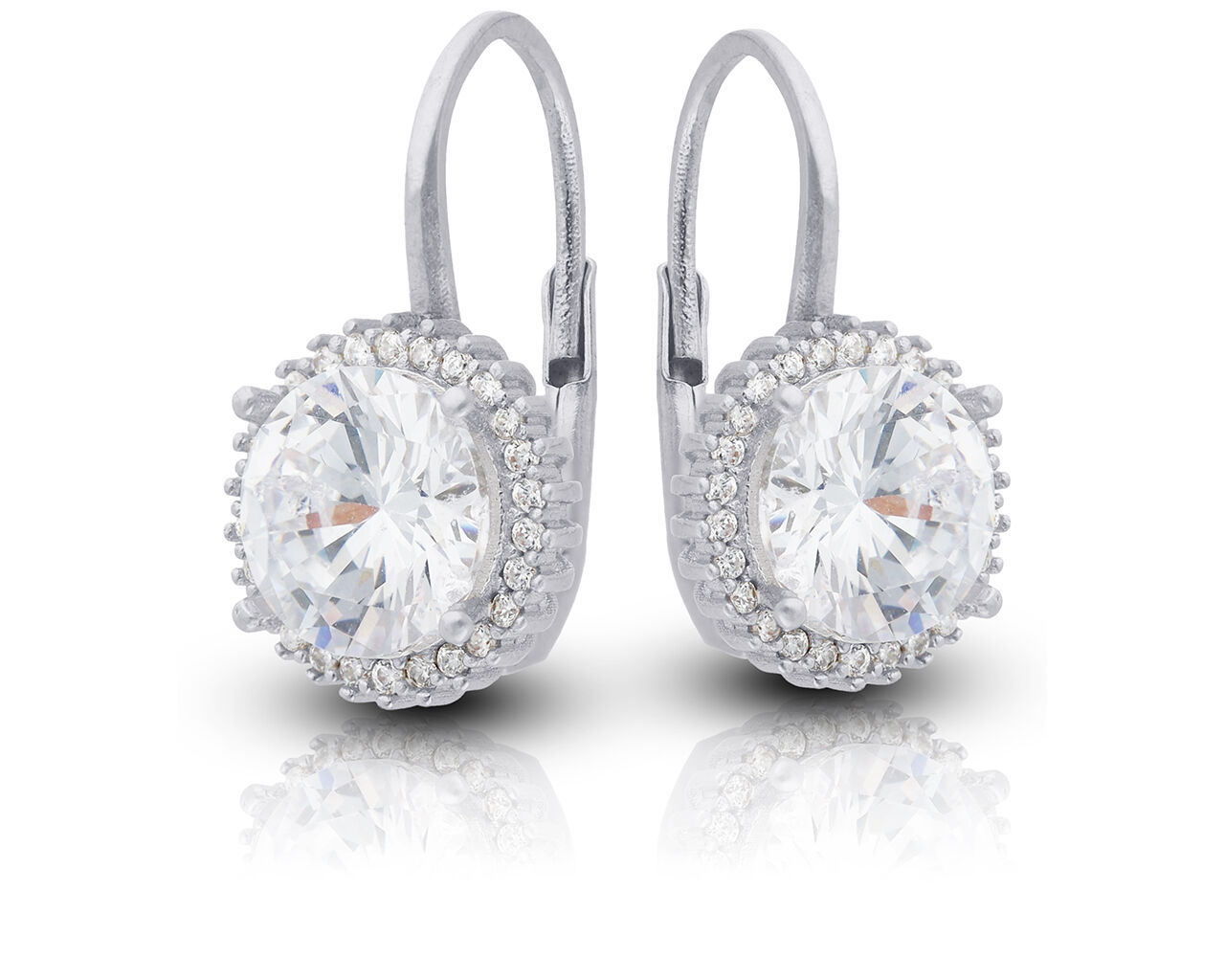 Kolczyki srebrne z dużą cyrkonią wiszące