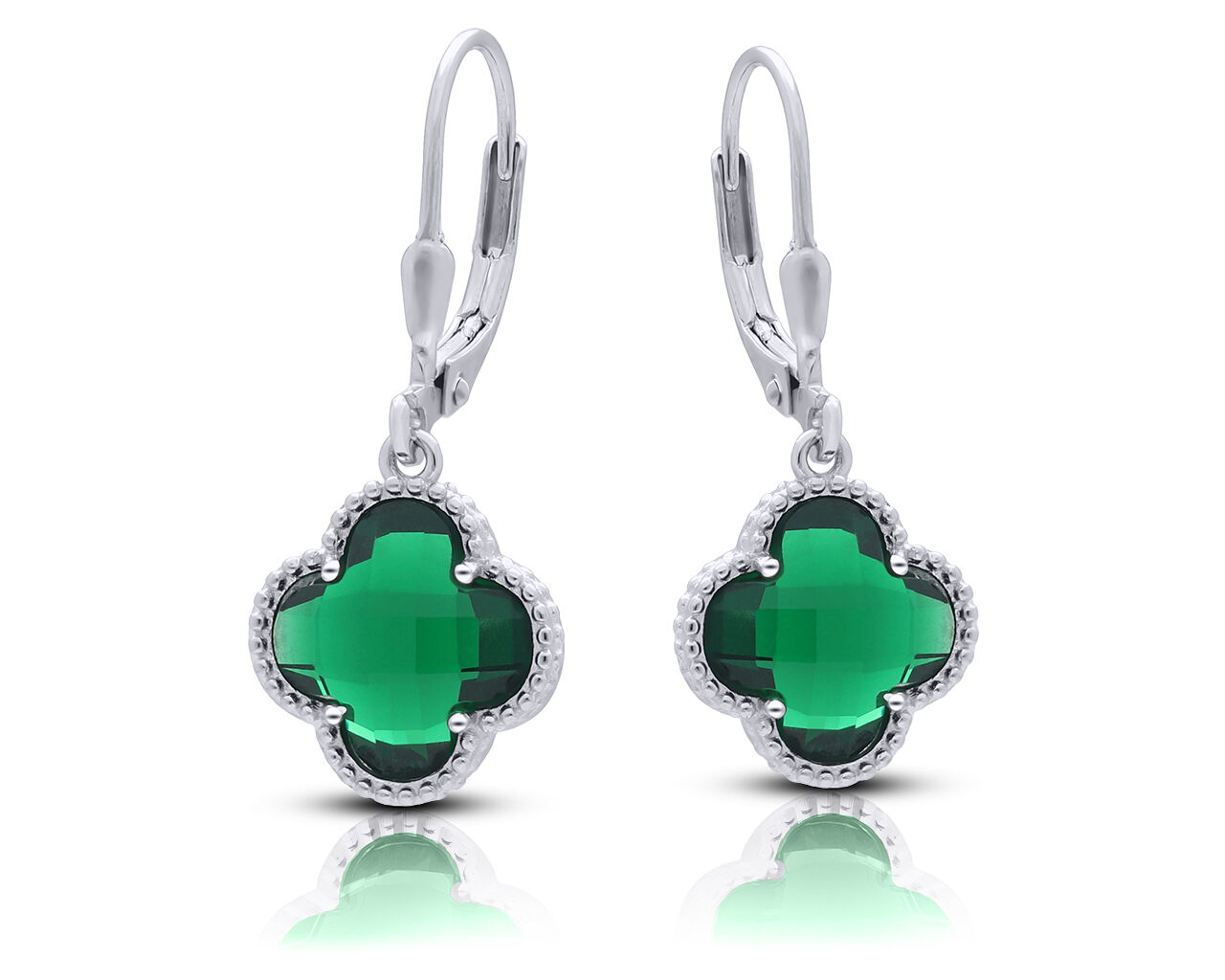 Kolczyki srebrne z zielonym kamieniem wiszące