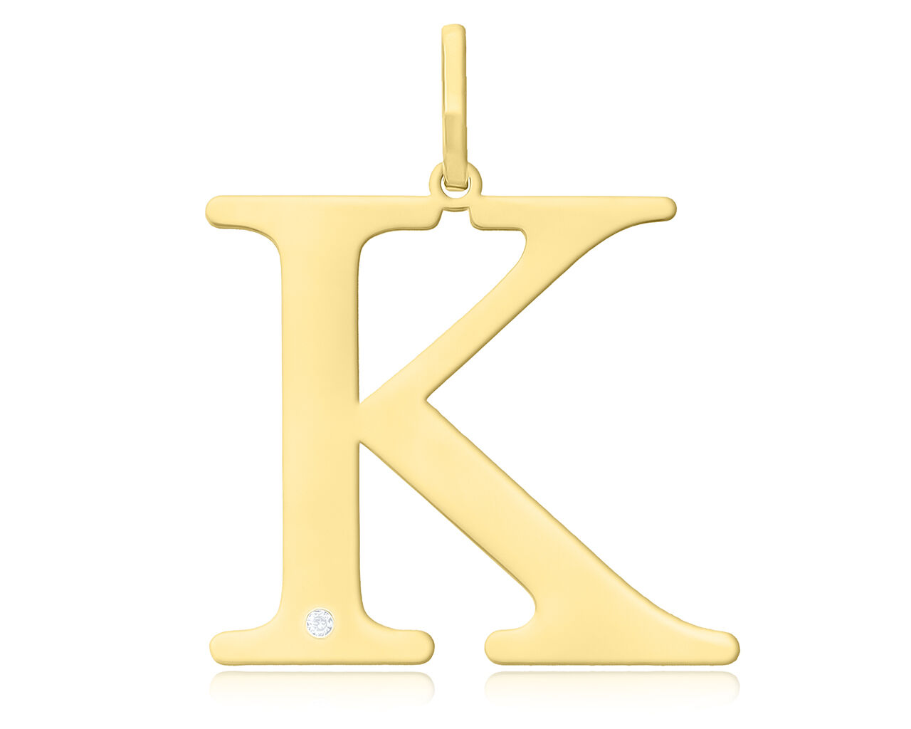 Złota literka K z brylantem duża pr.585