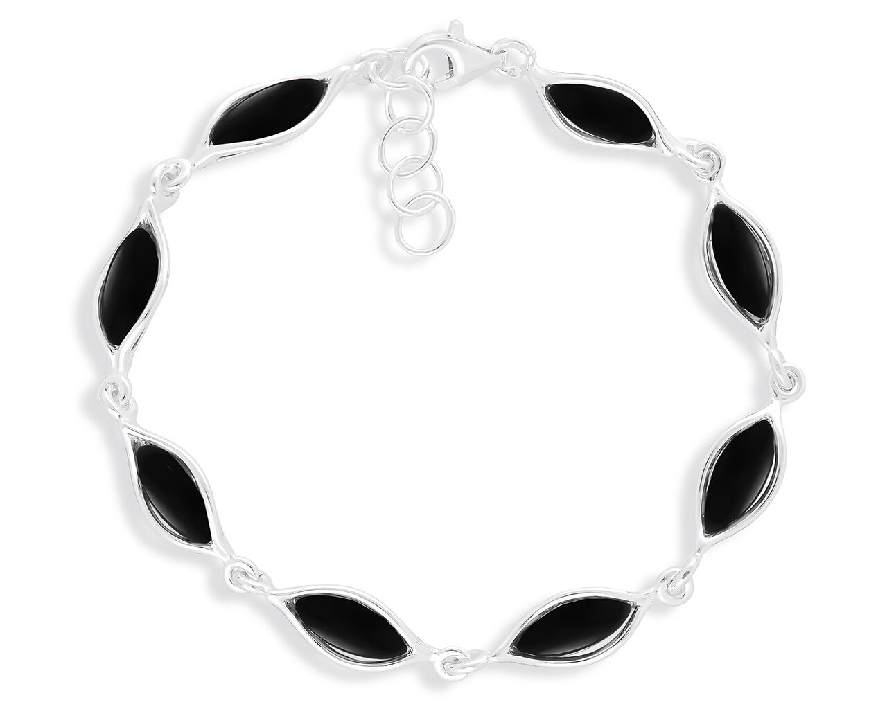 Srebrna bransoletka damska z czarnymi onyksami