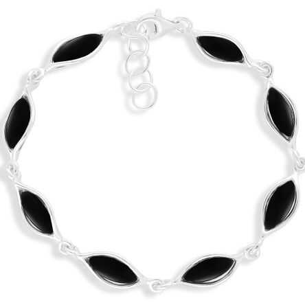 Srebrna bransoletka damska z czarnymi onyksami