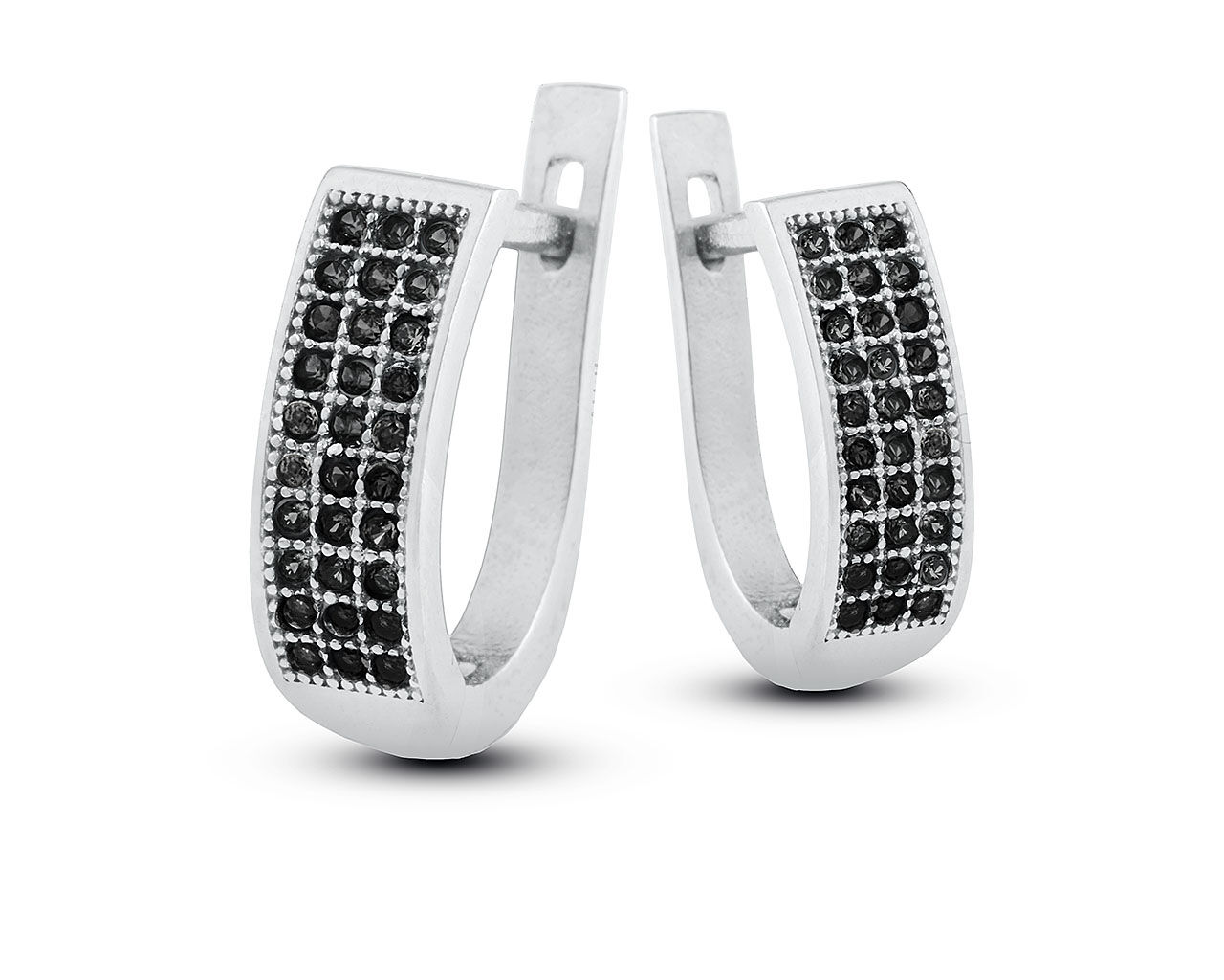 Kolczyki srebrne z czarna cyrkonią