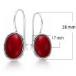Kolczyki srebrne 925 z koralem owalne na biglu - 3