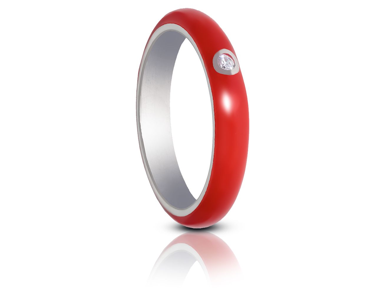 Srebrny pierścionek z czerwoną ceramiką