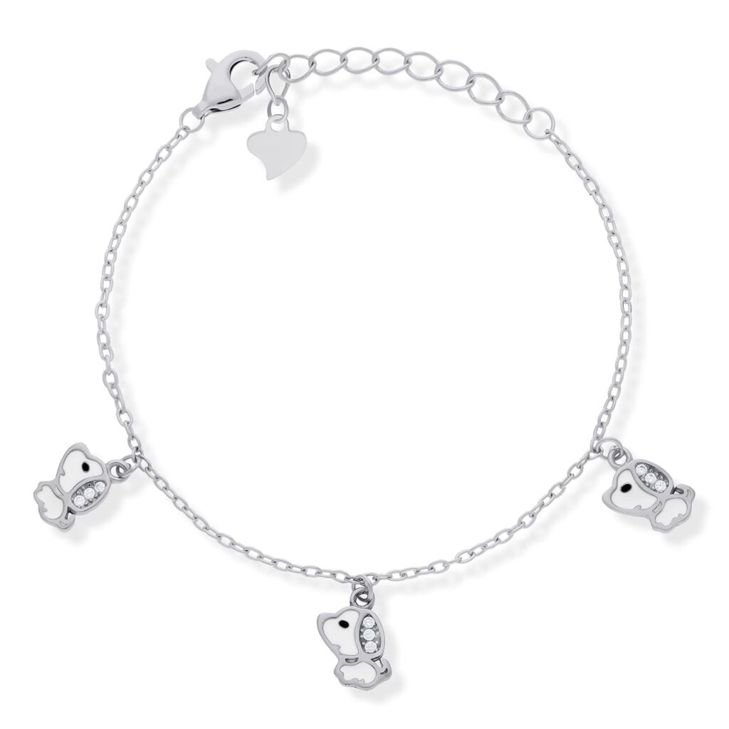 Bransoletka srebrna 925 trzy pieski z cyrkoniami