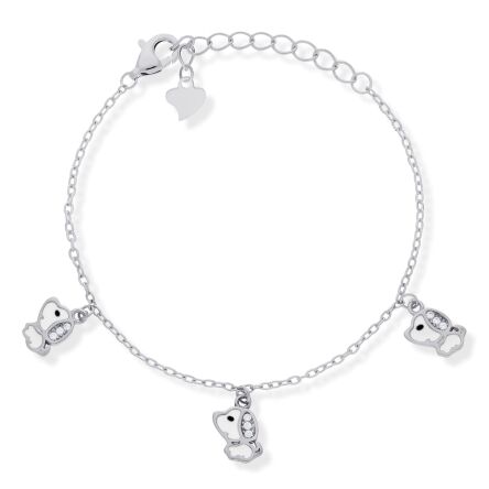 Bransoletka srebrna 925 trzy pieski z cyrkoniami