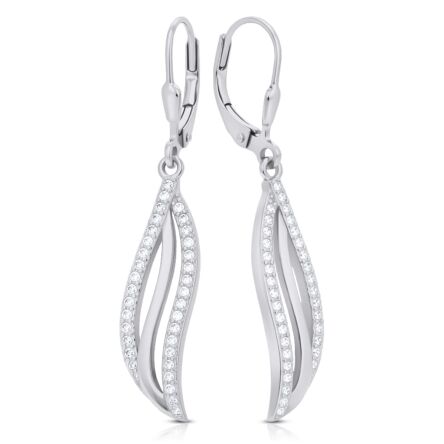 Kolczyki srebrne wiszące smukłe cyrkonie pr.925