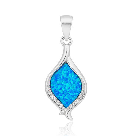 Zawieszka srebro 925 niebieski opal z cyrkoniami