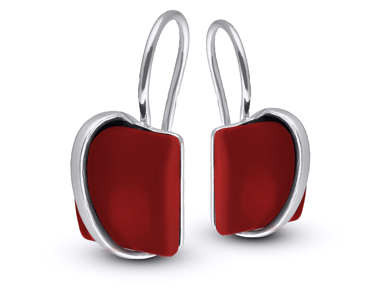 Kolczyki srebrne wiszące z pięknym koralem