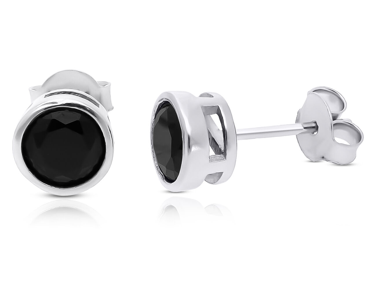 Kolczyki srebrne na sztyfcie duża czarna cyrkonia