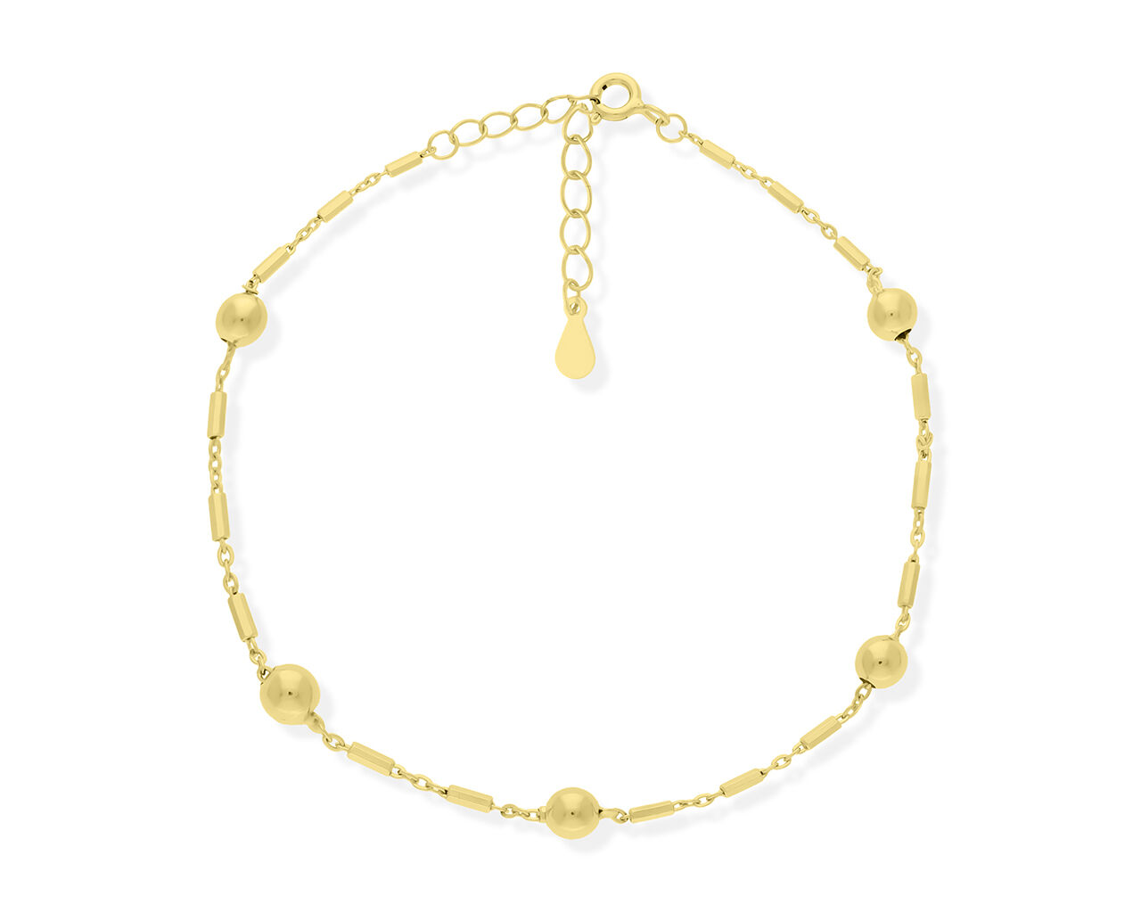 Bransoletka srebrna pozłacana gładkie kulki pr.925