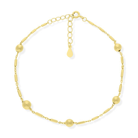 Bransoletka srebrna pozłacana gładkie kulki pr.925