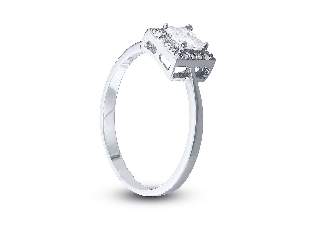 Pierścionek srebrny z kwadratową cyrkonią 