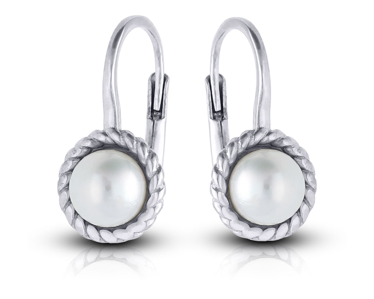 Kolczyki srebrne wiszące z perłą pr.925