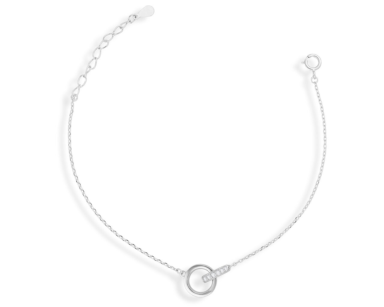 Bransoletka srebrna damska złączone kółka