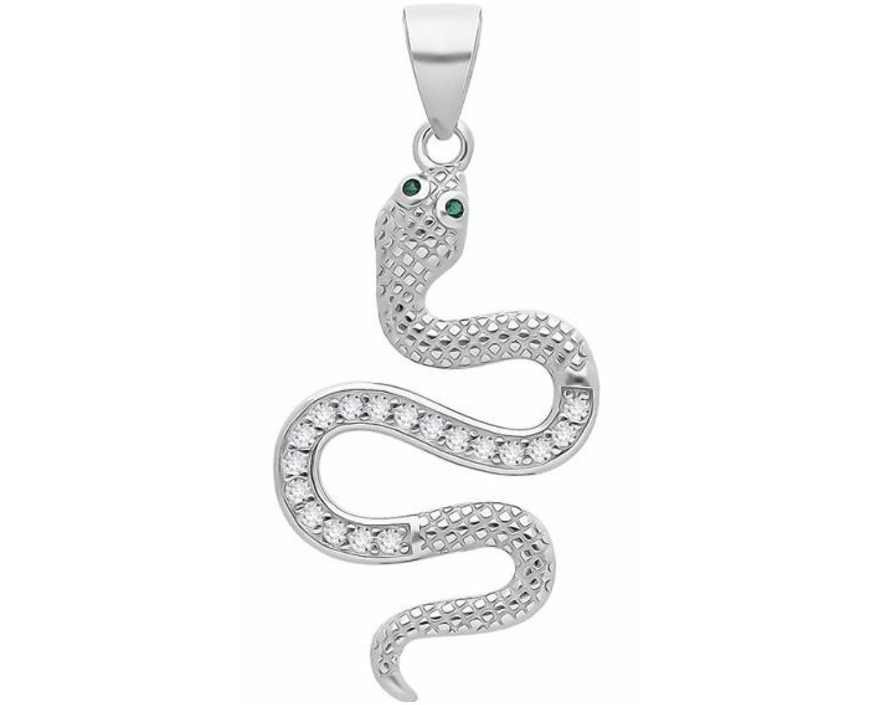 Zawieszka srebrna wąż z cyrkoniami