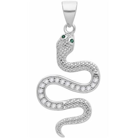 Zawieszka srebrna wąż z cyrkoniami