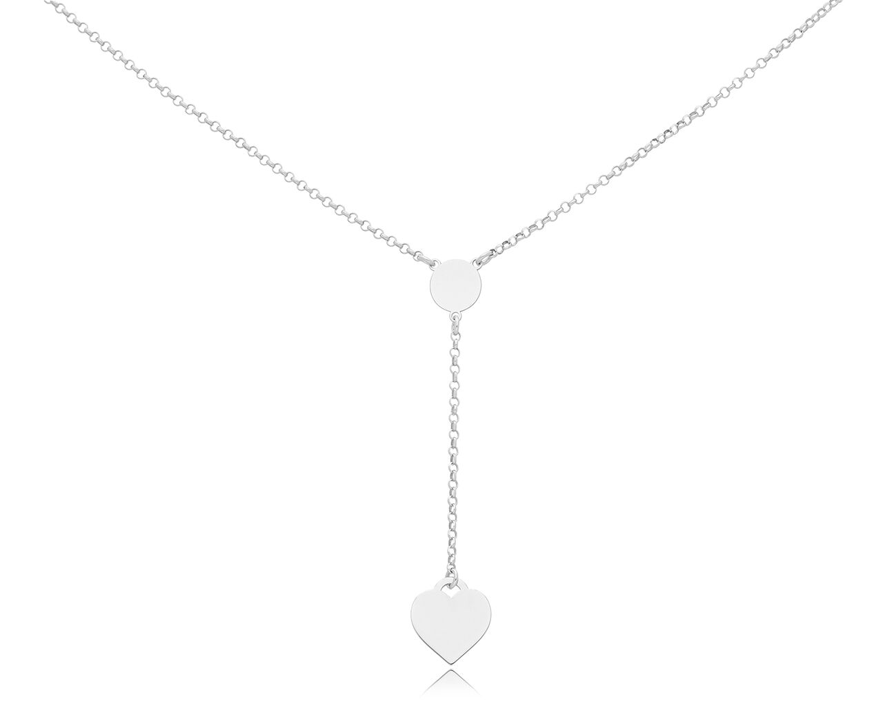 Srebrny naszyjnik krawatka z gładkim serduszkiem