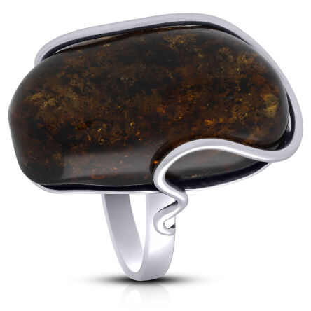 Pierścionek srebrny z bursztynem naturalnym pr.925