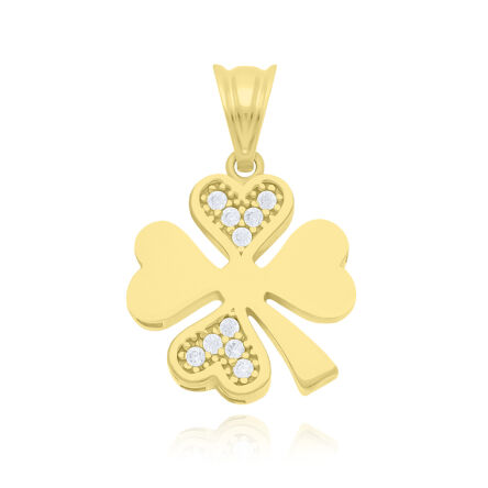 Zawieszka złota 585 koniczyna cyrkonie