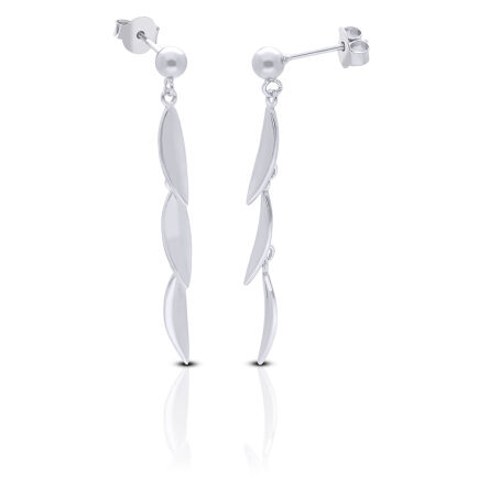 Kolczyki srebrne wiszące z trzech elementów