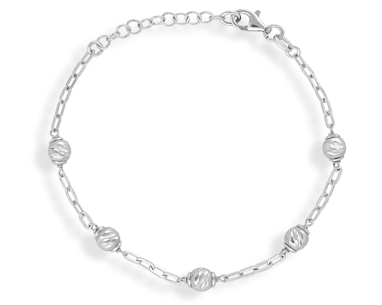 Srebrna bransoletka damska błyszczące kulki