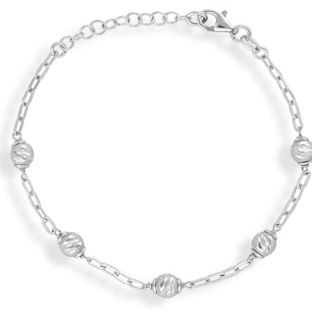 Srebrna bransoletka damska błyszczące kulki