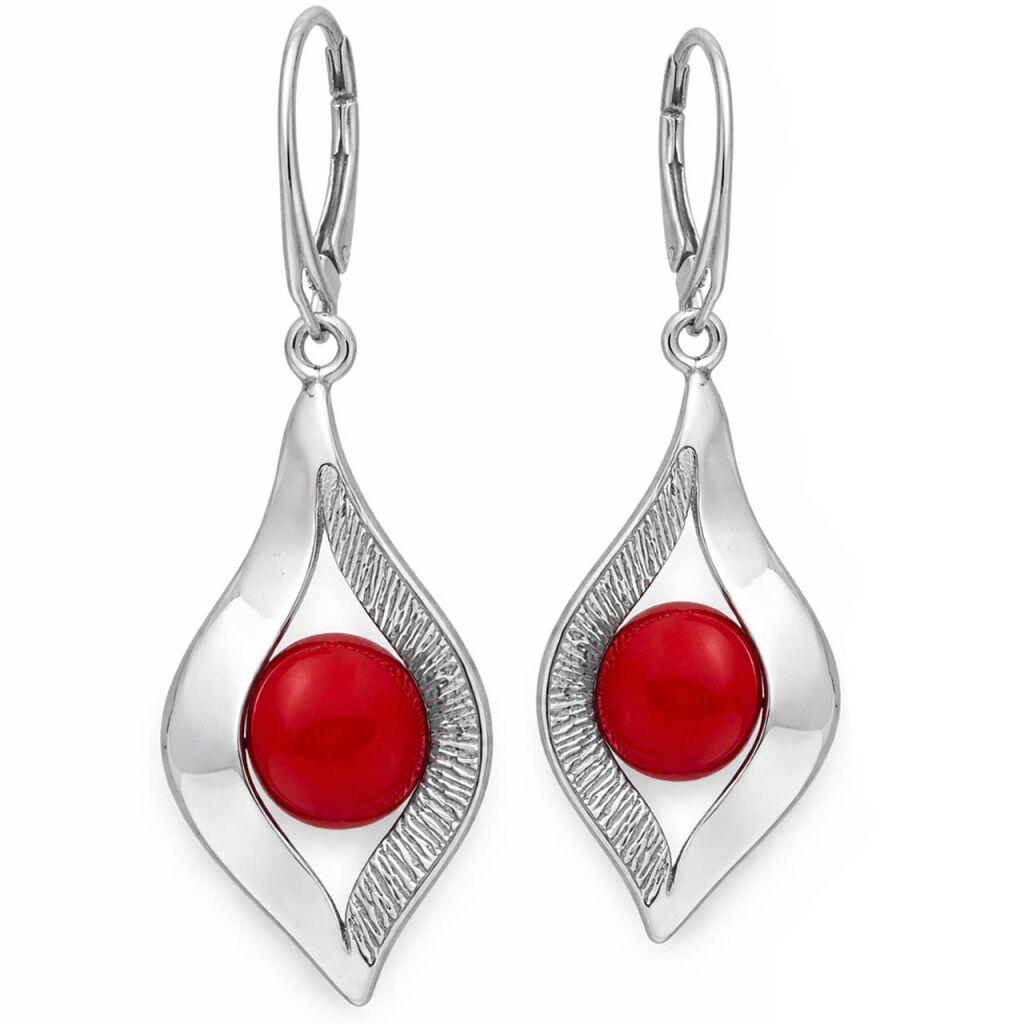 Kolczyki srebrne 925 z koralem Wiszące kolczyki 