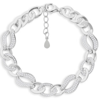 Srebrna bransoletka szeroka zdobiona cyrkoniami