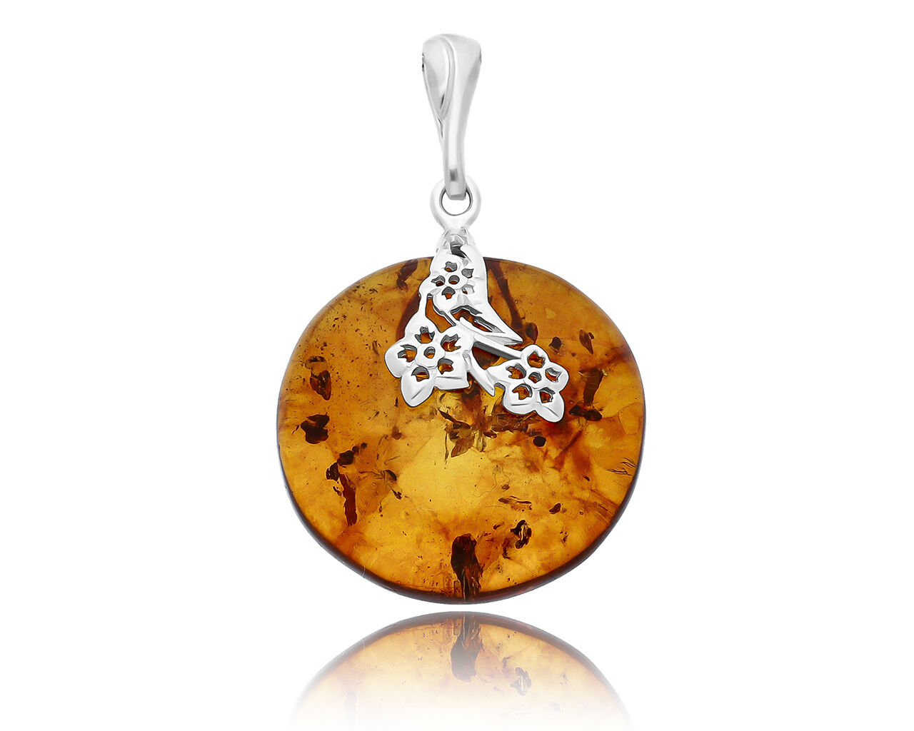 Zawieszka srebrna z bursztynem naturalnym
