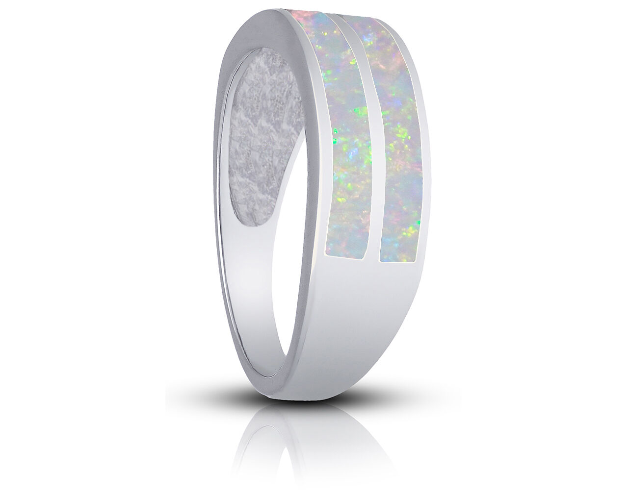 Pierścionek srebrny z białym opalem pr.925