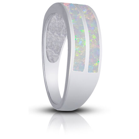 Pierścionek srebrny z białym opalem pr.925