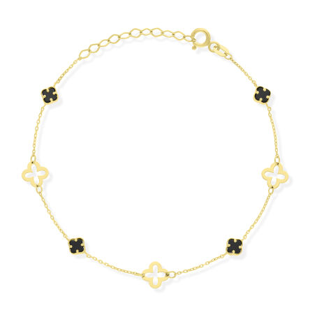 Złota bransoletka czarne onyksy pr.585