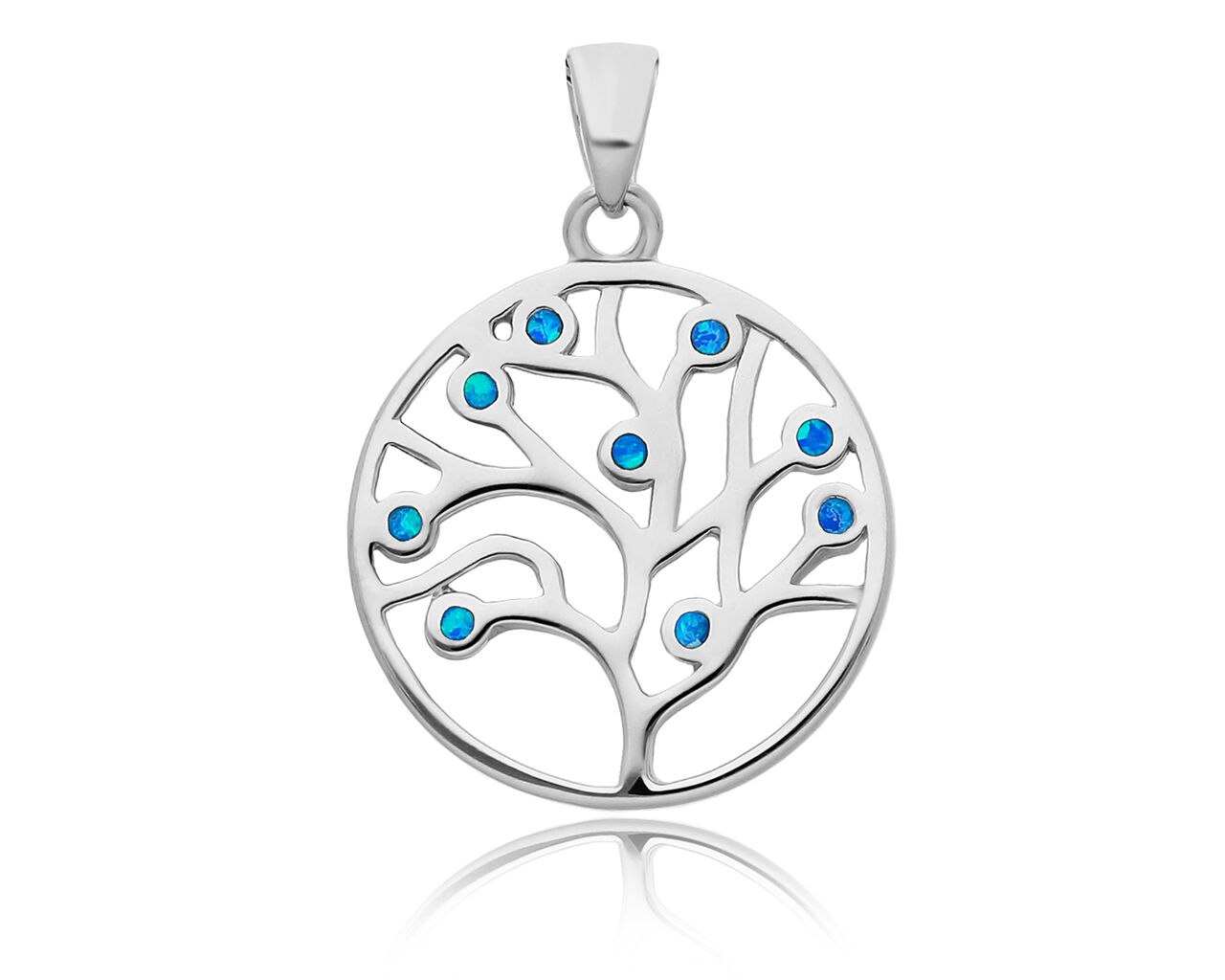 Zawieszka srebrna drzewko z opalem niebieskim