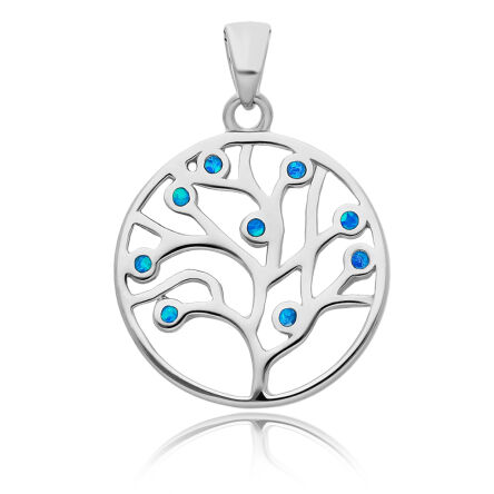 Zawieszka srebrna drzewko z opalem niebieskim