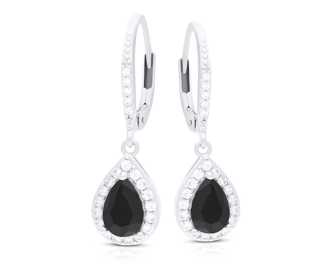 Kolczyki srebrne wiszące czarne cyrkonie pr.925